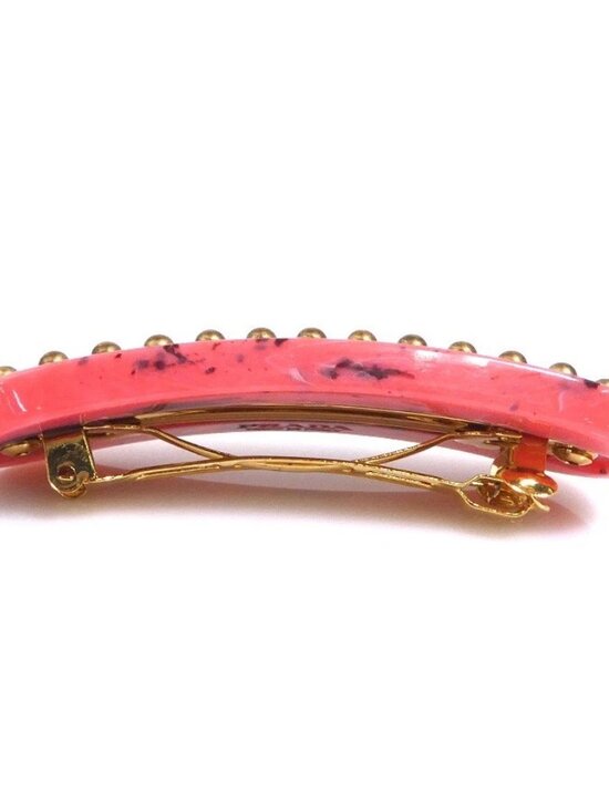 Auth PRADA Barrette Hair Clip Pink/Gold Resin/Metal main image 8
